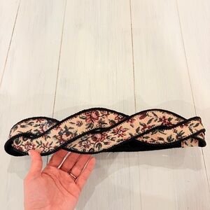 Braided vintage floral cloth cottage core waist belt with Velcro closure